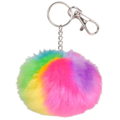 Rainbow Furry Pom Pom Key Chain - Funtastic Novelties, Inc.