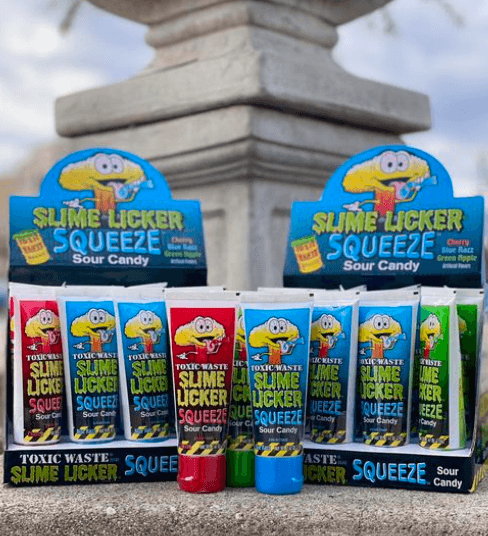  Slime Licker Squeeze Sour Candy - Cherry, Blue Razz