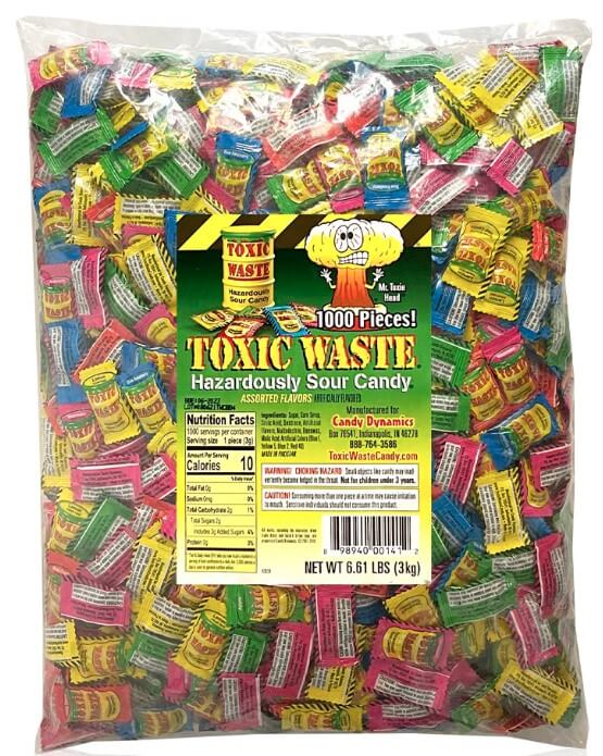 Toxic Waste Sour Candy Packs: 1000-Piece Bag